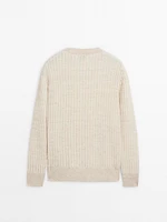 100% linen ribbed crew neck sweater