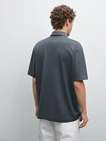 Slim fit cotton blend polo shirt