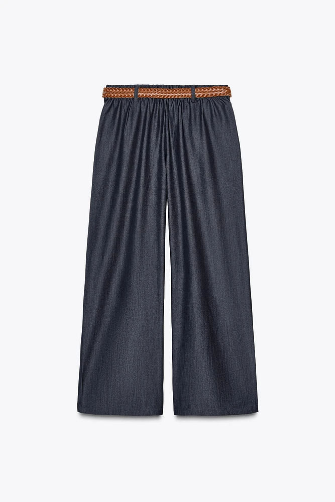 WIDE LEG BELTED PANTS