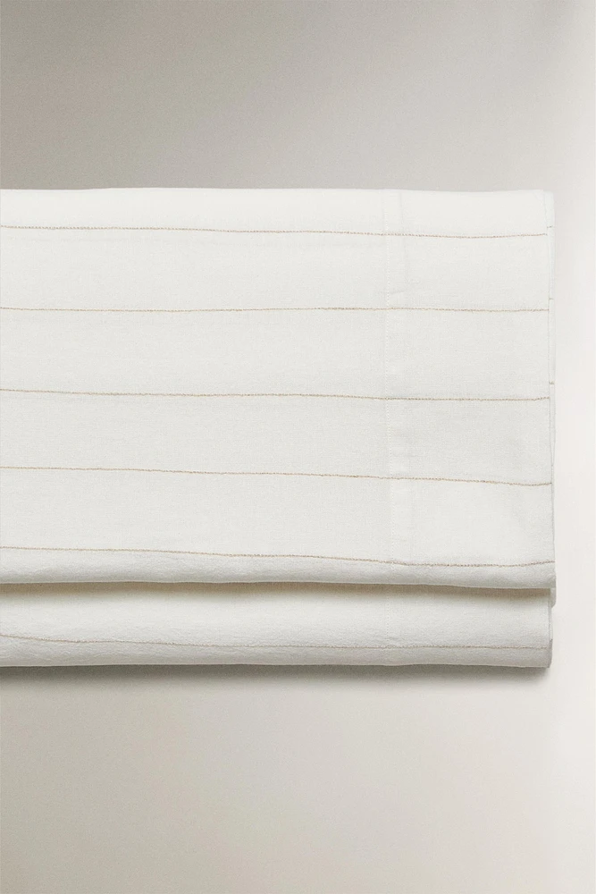 STRIPED COTTON LINEN FLAT SHEET