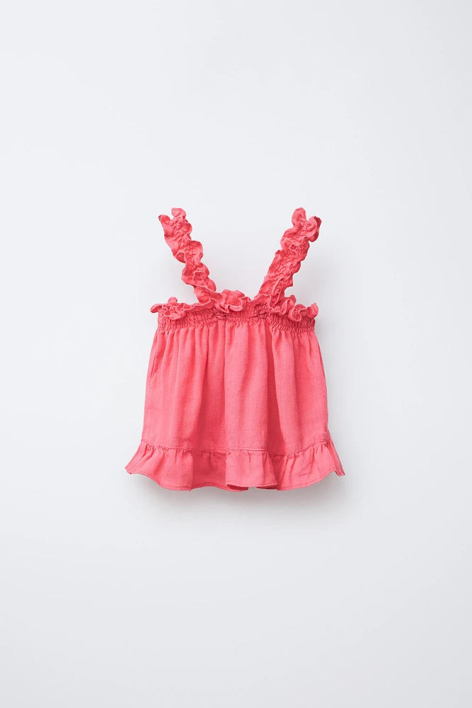 100% LINEN RUFFLED TOP