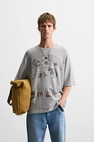 T-SHIRT EN MAILLE IMPRIMÉ DÉLAVÉ
