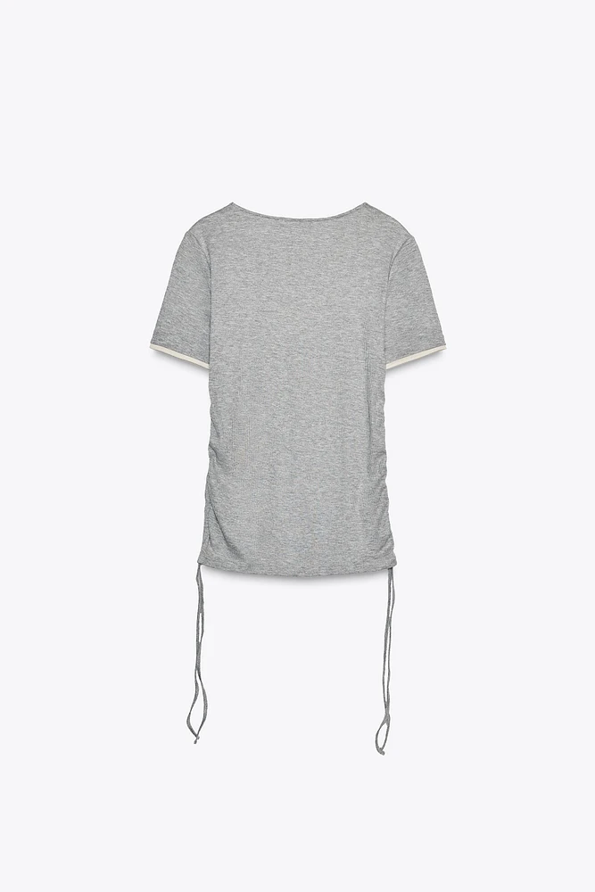DOUBLE LAYERED RUCHED T-SHIRT