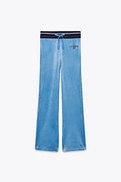EMBROIDERED VELVET PANTS