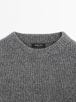 Ribbed knit wool blend sweater
