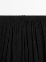 Voluminous pleated midi skirt