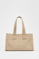 BRAIDED SPLIT LEATHER SHOPPER BAG
