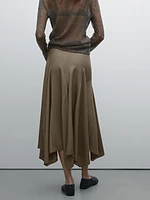 Asymmetric flounce midi skirt