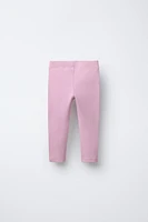 LABEL DETAIL RIBBED LEGGINGS