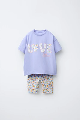 ENSEMBLE DE JOGGING T-SHIRT ET LEGGING CYCLISTE IMPRIMÉ