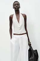 PANTALON LARGE À BOUCLES AVEC LIN