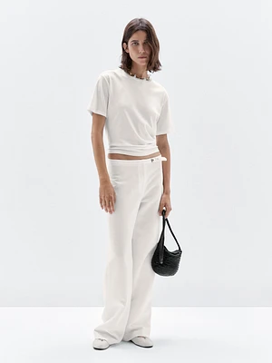 Straight-fit trousers with buckle detail