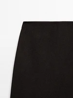 Long wool blend skirt with slit