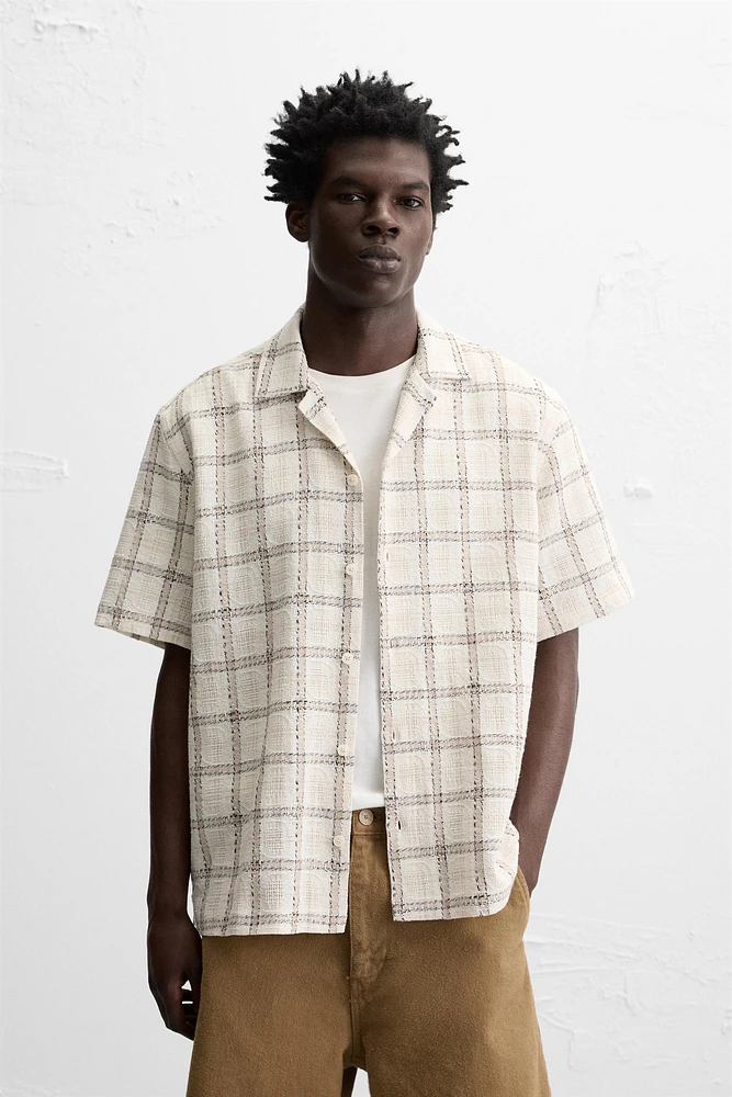 TEXTURED PLAID SHIRT