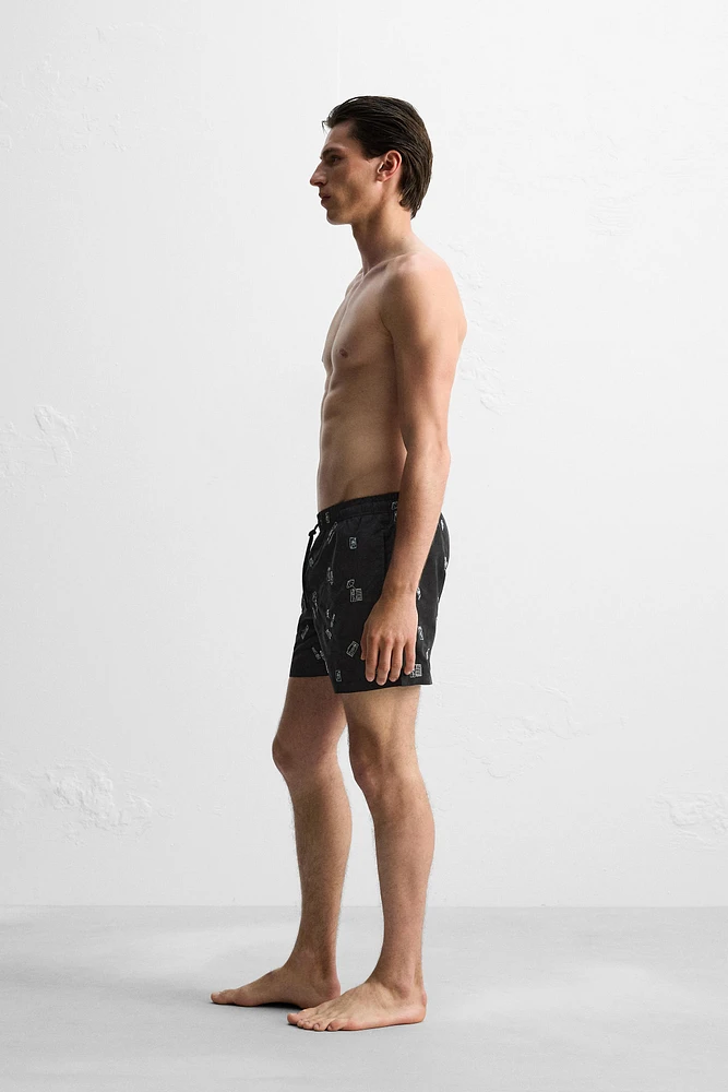 EMBROIDERED MID-LENGTH SWIMSUIT