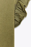 WASHED EFFECT RUFFLE T-SHIRT
