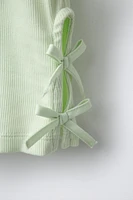 RIBBED CUT OUT BOW T-SHIRT