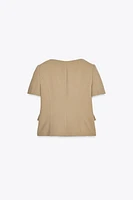 SHORT SLEEVE BLAZER WITH SHOULDER PADS