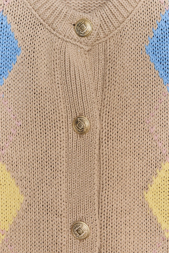 GILET EN MAILLE À LOSANGES
