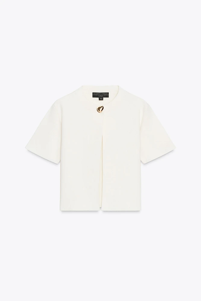SHORT SLEEVE KNIT CARDIGAN