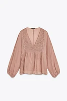 TEXTURED CROCHET BLOUSE