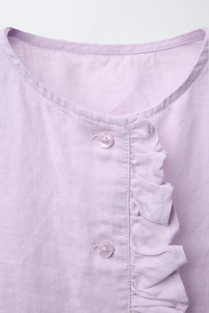 BLOUSE À VOLANTS 100 % LIN