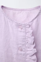 BLOUSE À VOLANTS 100 % LIN