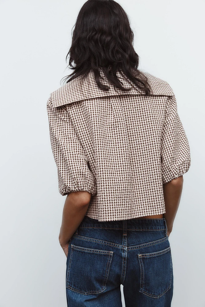 BIB COLLAR GINGHAM SHIRT