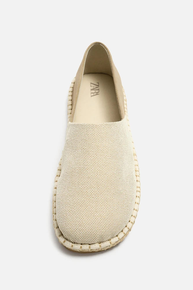 ESPADRILLE EN CUIR ET TISSU