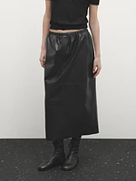 Soft nappa leather midi skirt