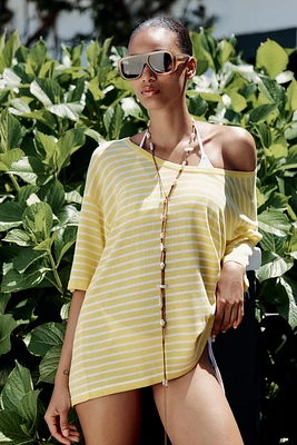 TOP OVERSIZE EN MAILLE MANCHES COURTES