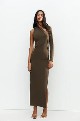 ASYMMETRIC DRAPED MAXI DRESS