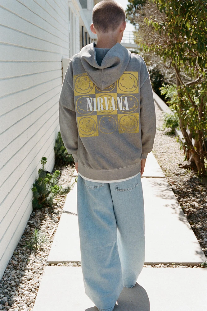 NIRVANA ® WASHED EFFECT HOODED SWEATSHIRT