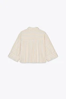 METALLIC THREAD STRIPED CROP TOP