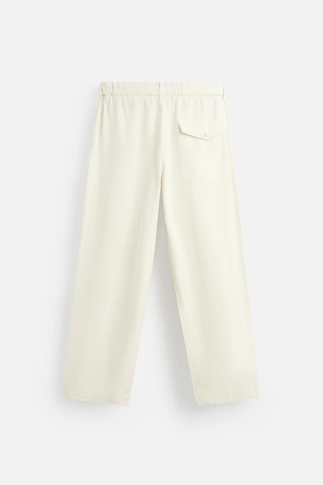 RELAXED FIT PLEATED PANTS
