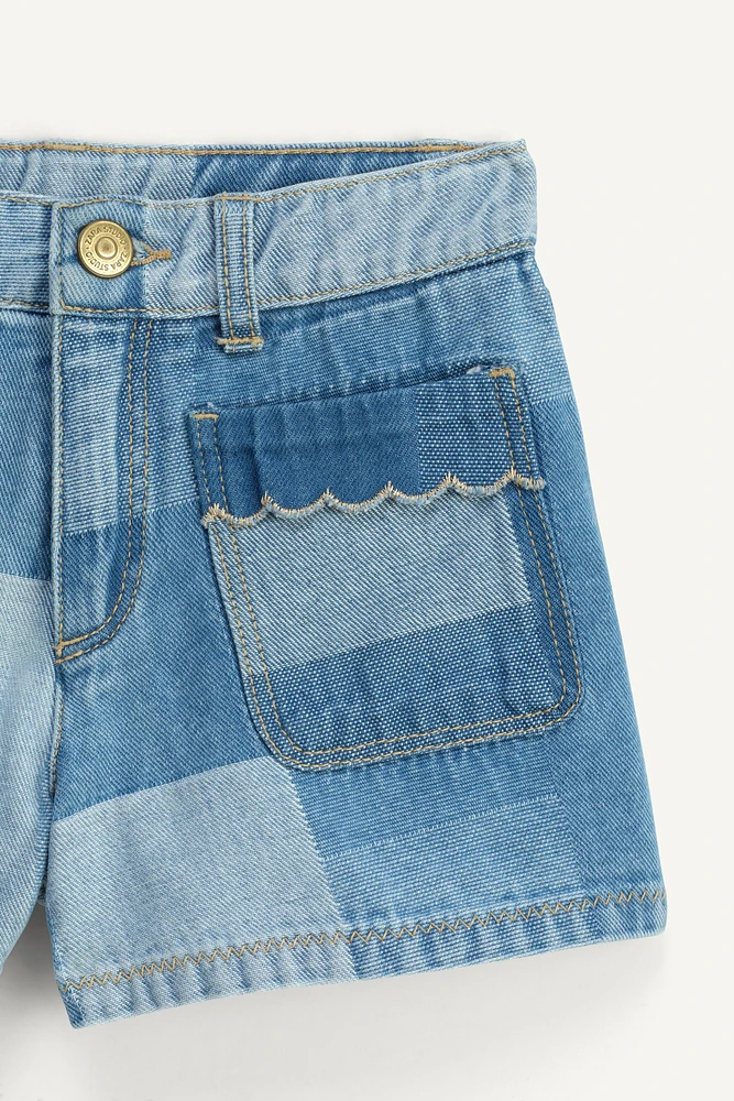 LIMITED EDITION PATCHWORK DENIM SHORTS
