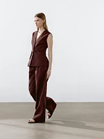 Long 100% linen waistcoat with ribbons