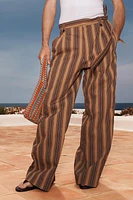 LIMITED EDITION STRIPED BELTED PANTS