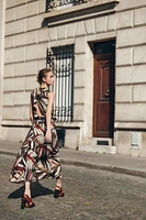 BELTED PRINTED MIDI DRESS