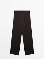 Wide-leg satin trousers