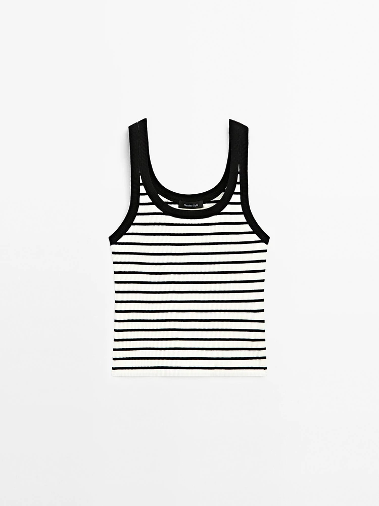Stripe print vest top