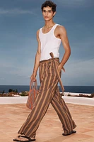 LIMITED EDITION STRIPED BELTED PANTS