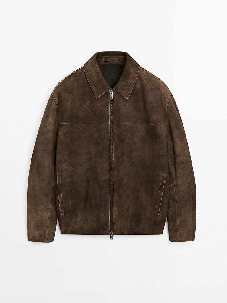 Blouson en cuir caprin finition daim