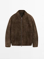 Blouson en cuir caprin finition daim