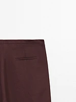 Straight-leg linen blend trousers