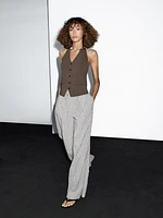 Veste sans manches en maille à encolure américaine