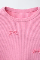 RIBBED BOW T-SHIRT