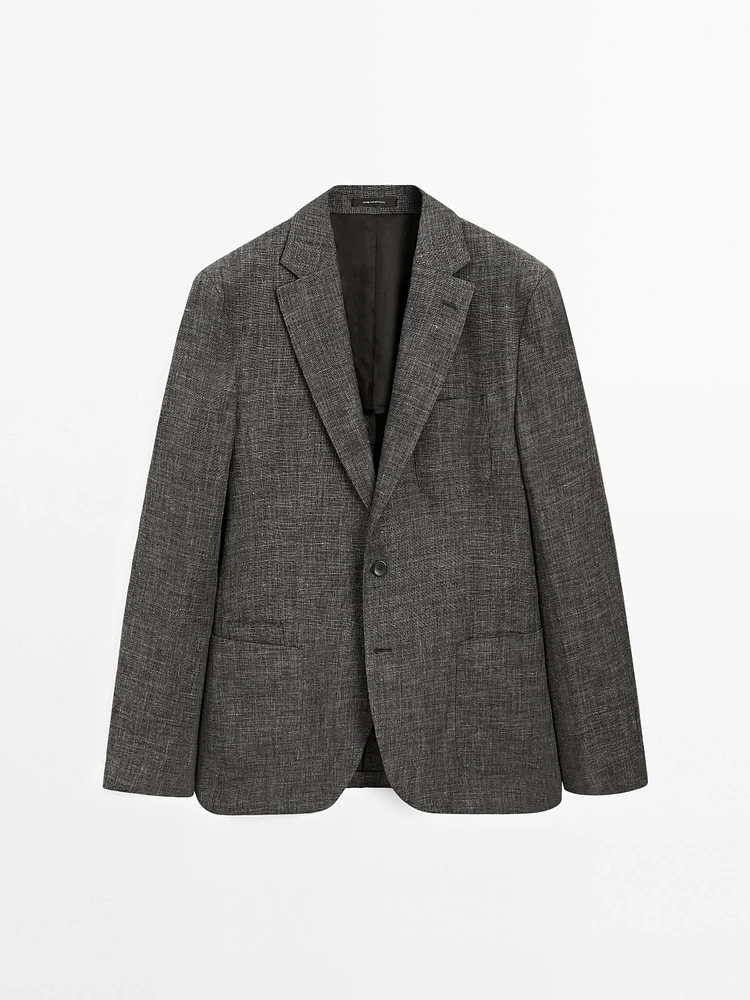 Blazer en lin et coton mélangés
