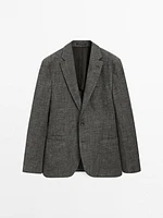 Blazer en lin et coton mélangés