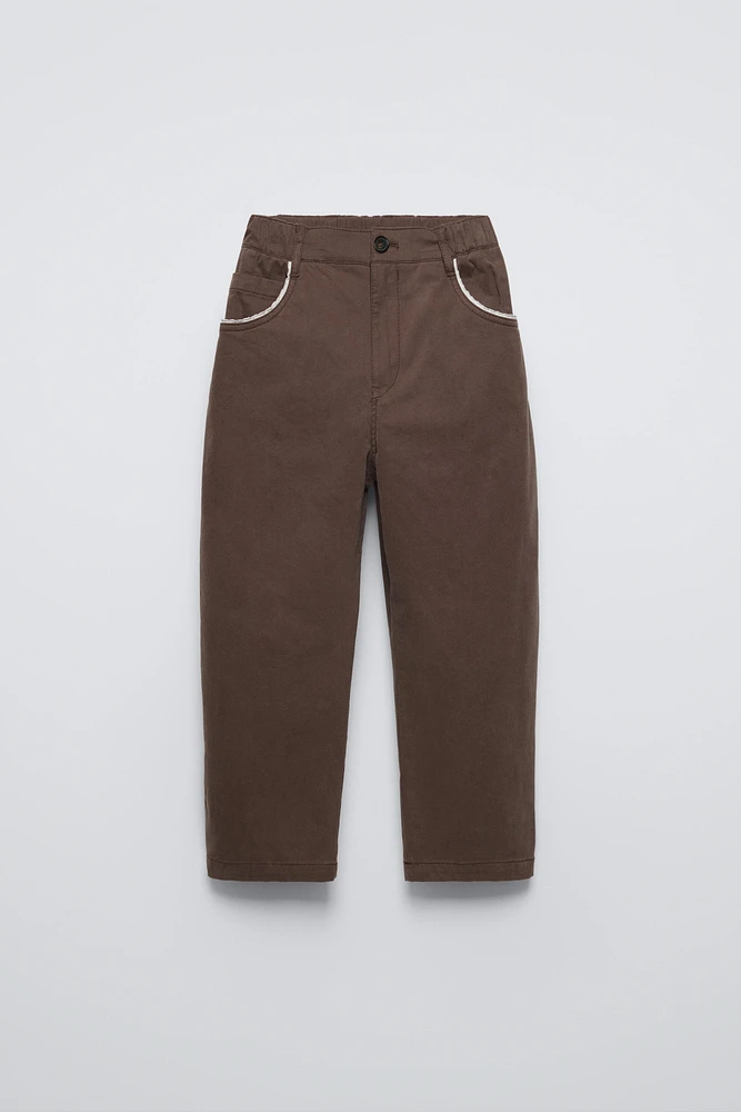 LACE TRIM BALLOON LEG PANTS